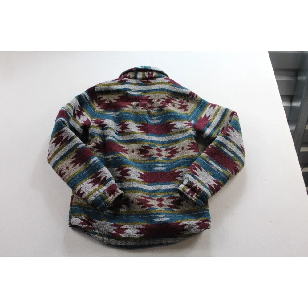 Mountain and Isles Men Blue Sweater Aztec Long Sleeve Collared Heavy Size Small